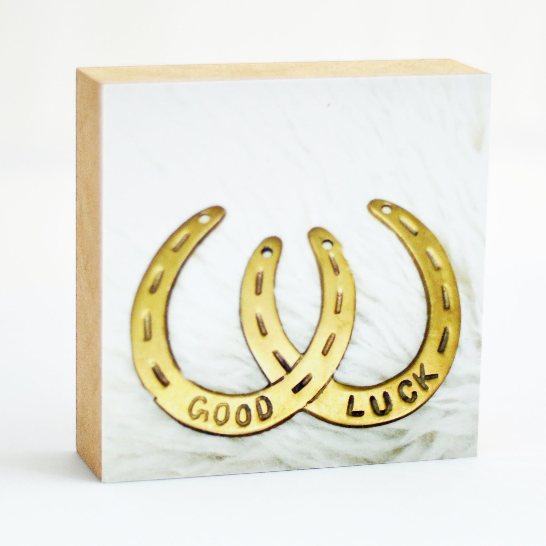 Good Luck / Foto op Hout