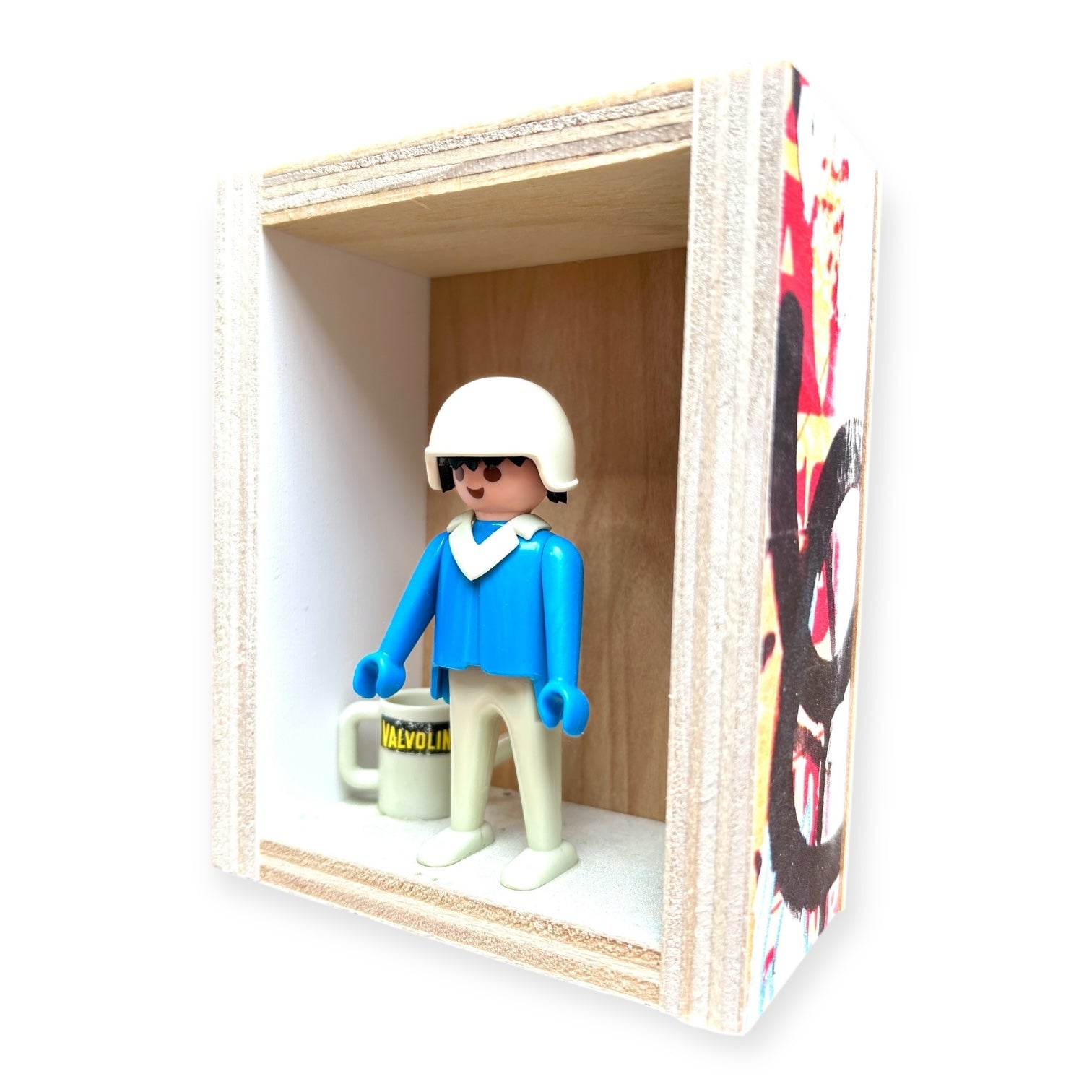 Playmobil huisje 'Blauwwit popje met witte helm en oliekan'