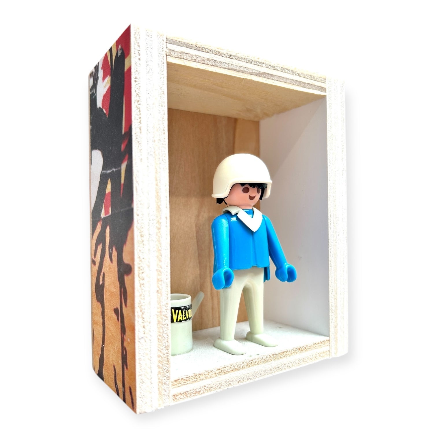 Playmobil huisje 'Blauwwit popje met witte helm en oliekan'