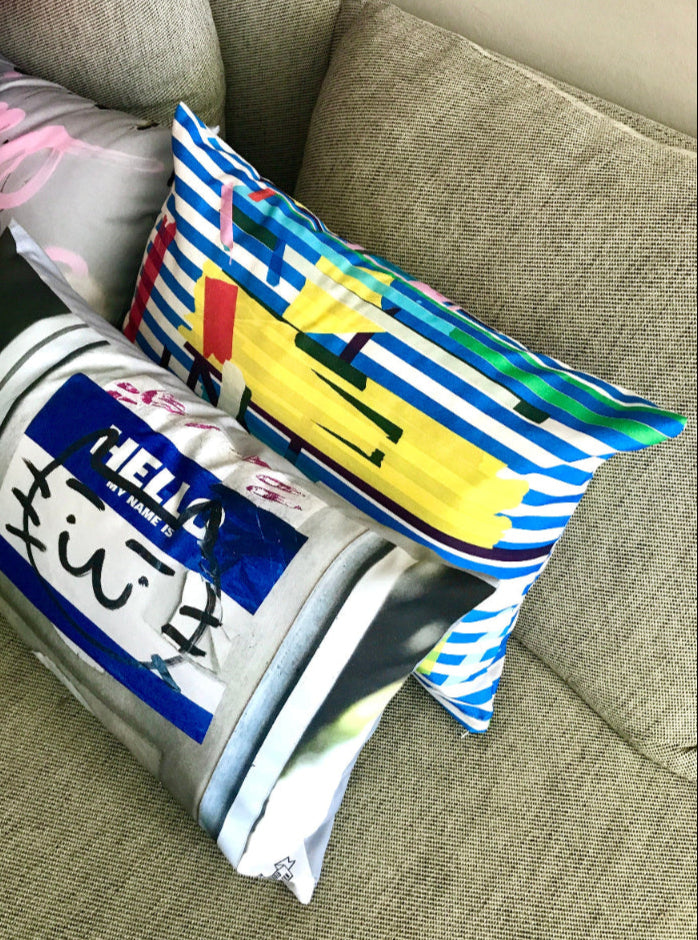 Kussen / Tape blauw