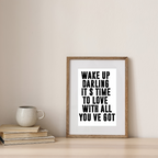 Wake up, wit / Foto op Hout