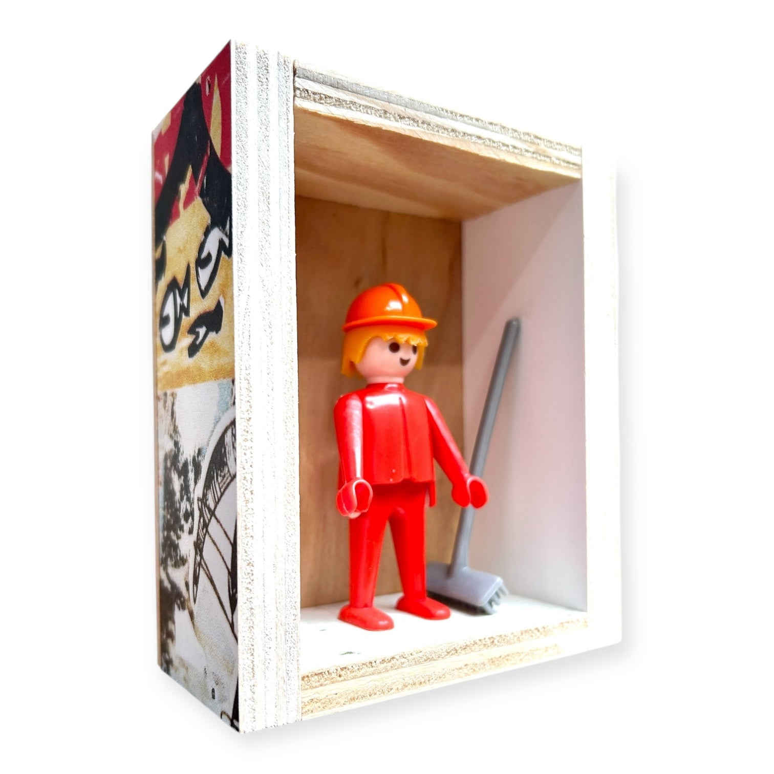 Playmobil huisje 'Rode werker met oranje helm en bezem'