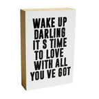 Wake up, wit / Foto op Hout